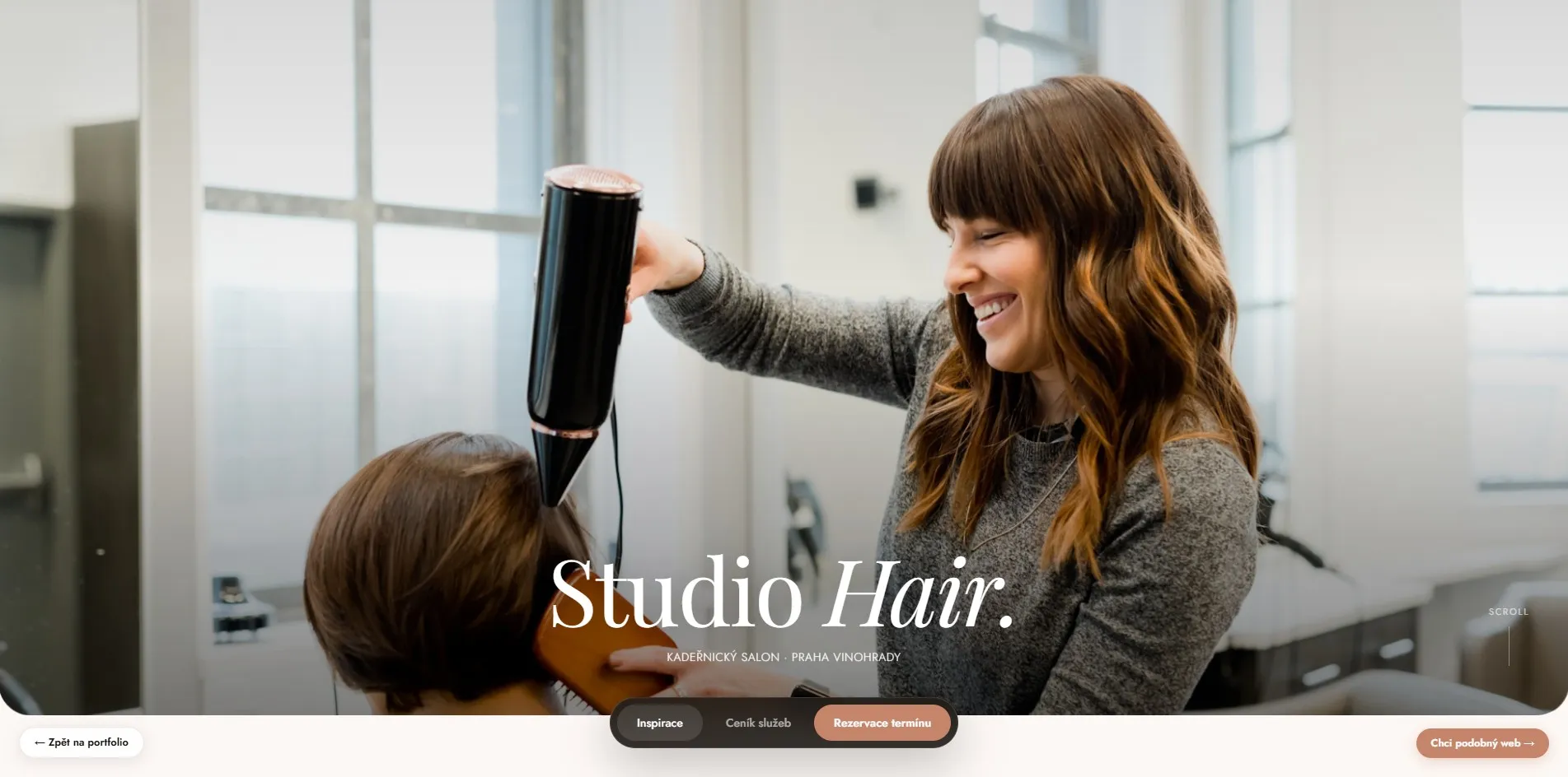 Web pro kadeřnický salon s online rezervací (Desktop)