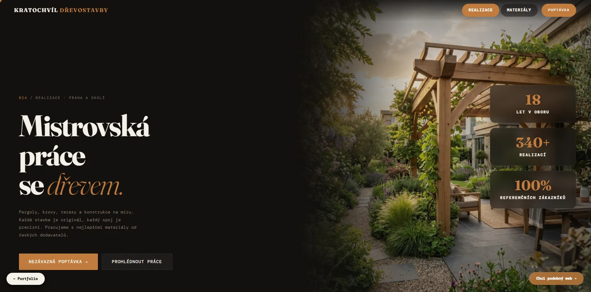 Webové stránky pro tesařství a řemeslníky (Desktop verze)